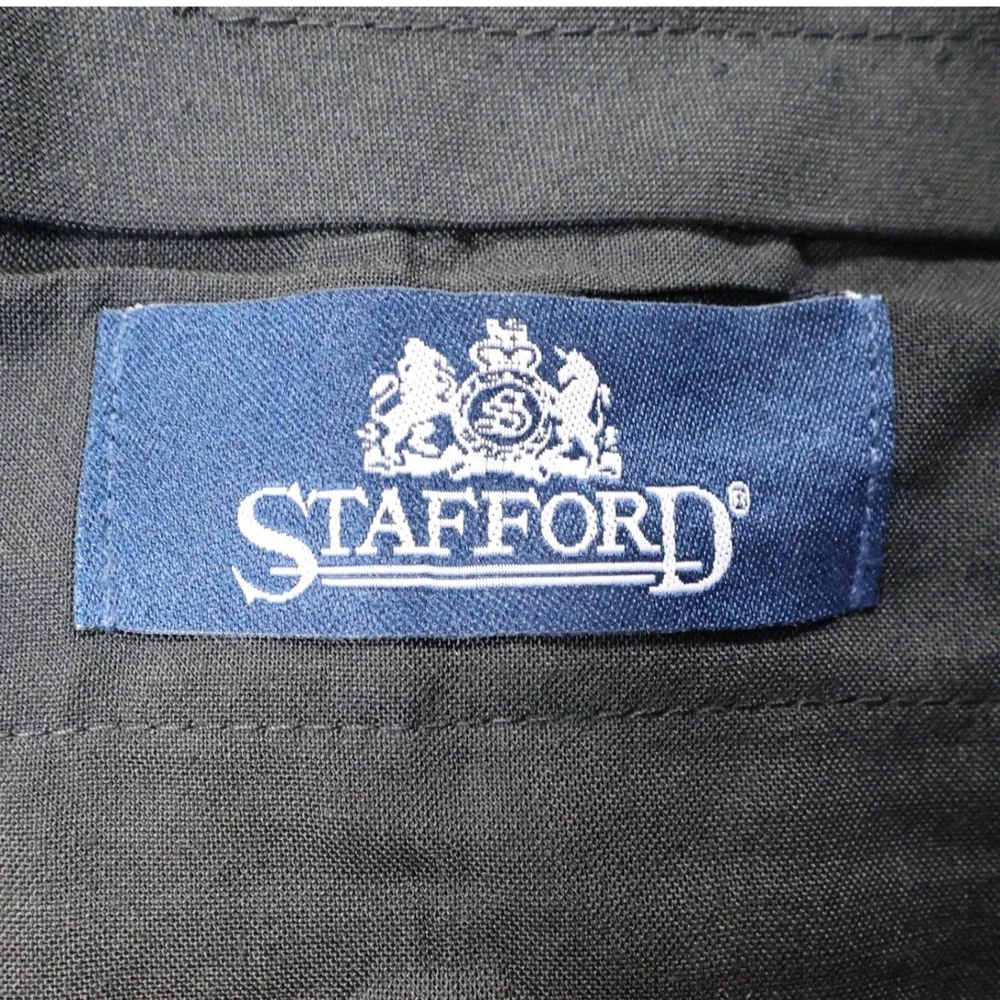 Stafford Dress Pants Mens 44x32 Gray Excellent Pleated‎ Worsted Wool Blend